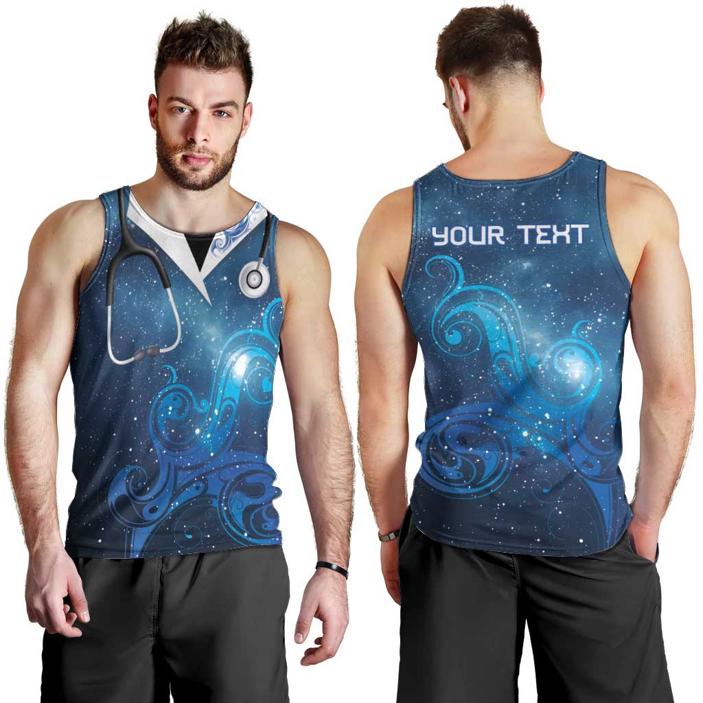 New Zealand Nurses RN Personalised Men Tank Top Galaxy Stethoscope Maori Motif