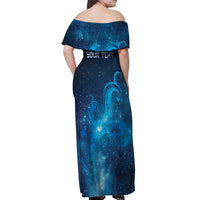 New Zealand Nurses RN Personalised Off Shoulder Maxi Dress Galaxy Stethoscope Maori Motif LT9 - Polynesian Pride