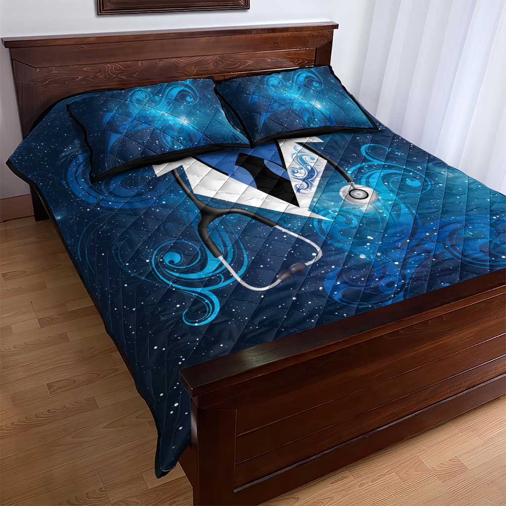 New Zealand Nurses RN Quilt Bed Set Galaxy Stethoscope Maori Motif