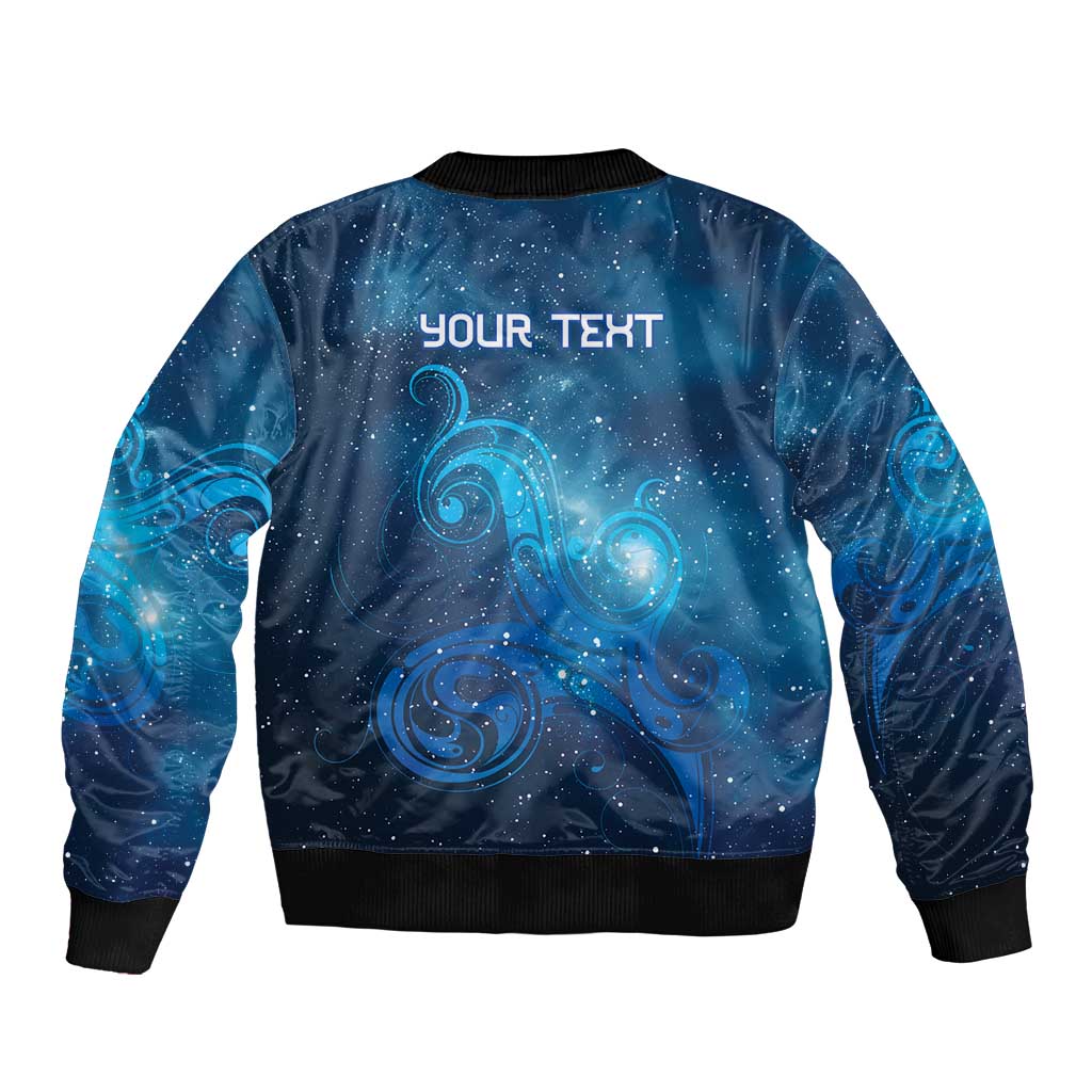 New Zealand Nurses RN Personalised Sleeve Zip Bomber Jacket Galaxy Stethoscope Maori Motif