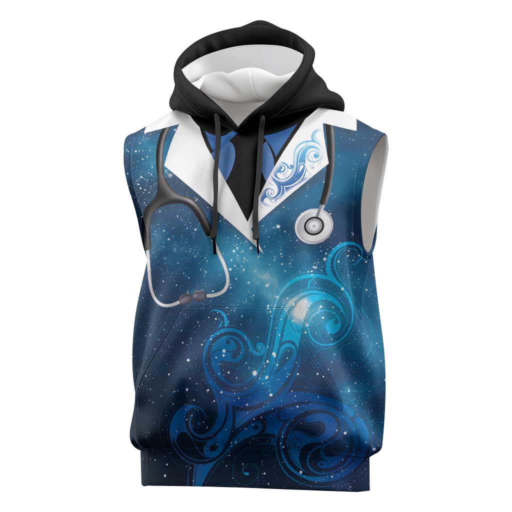 New Zealand Nurses RN Personalised Sleeveless Hoodie Galaxy Stethoscope Maori Motif LT9 Galaxy - Polynesian Pride