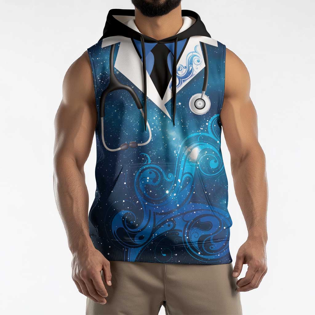 New Zealand Nurses RN Personalised Sleeveless Hoodie Galaxy Stethoscope Maori Motif LT9 - Polynesian Pride