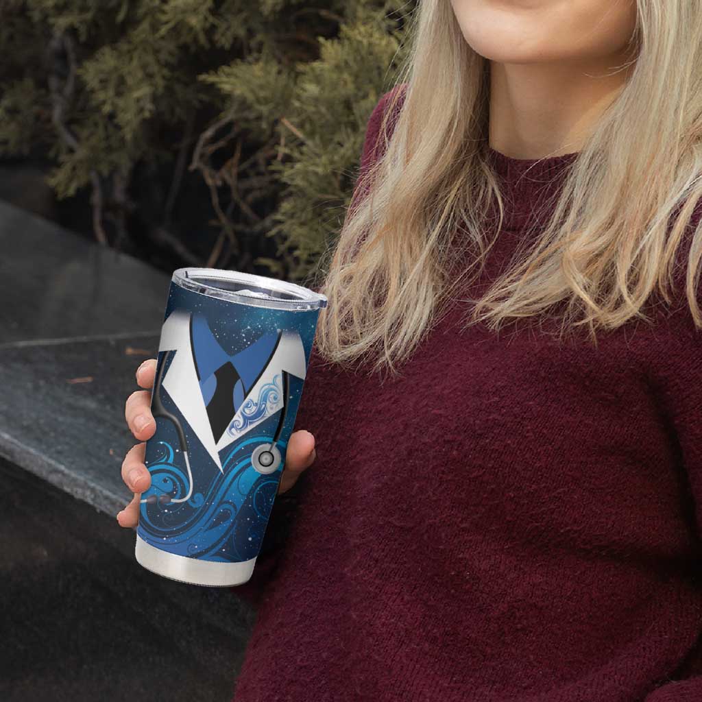 New Zealand Nurses RN Personalised Tumbler Cup Galaxy Stethoscope Maori Motif
