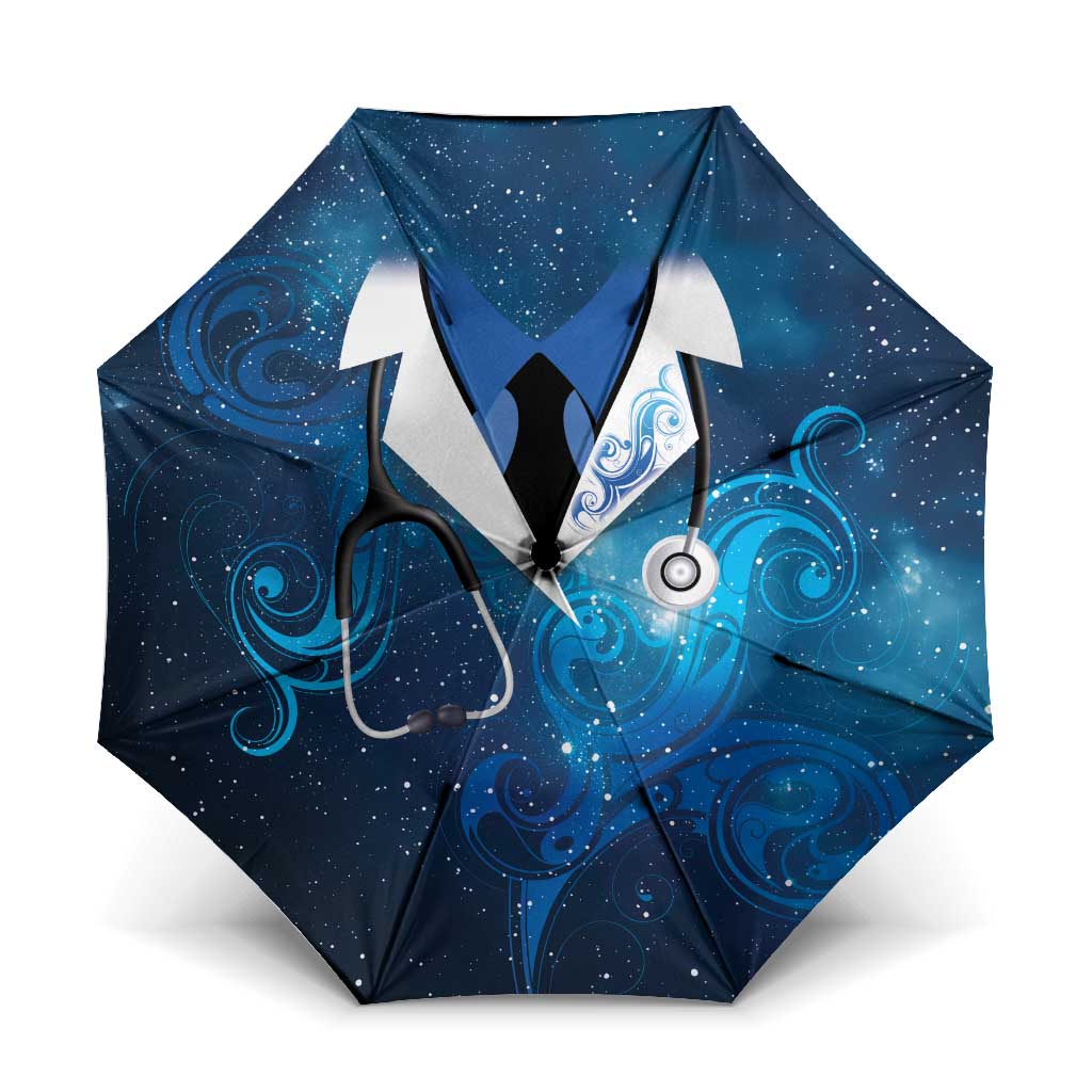 New Zealand Nurses RN Umbrella Galaxy Stethoscope Maori Motif