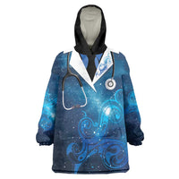 New Zealand Nurses RN Personalised Wearable Blanket Hoodie Galaxy Stethoscope Maori Motif