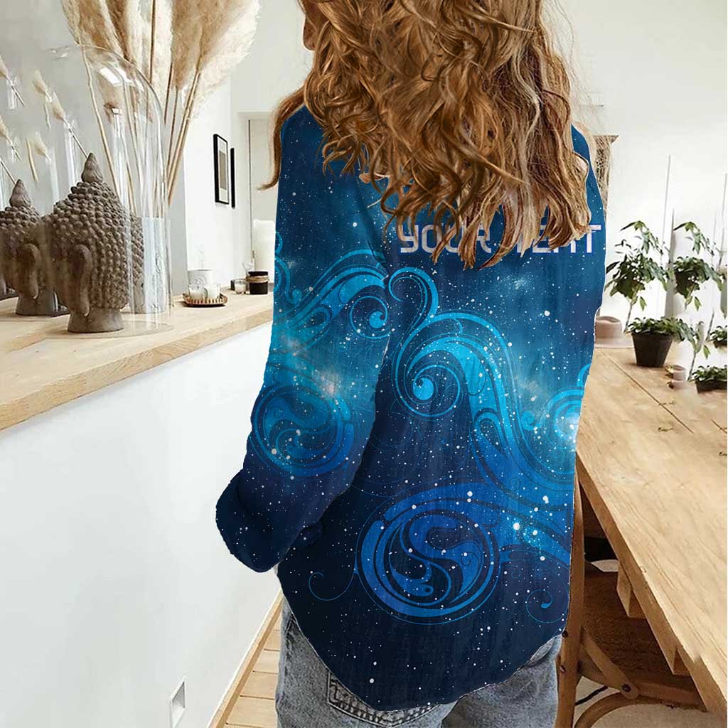 New Zealand Nurses RN Personalised Women Casual Shirt Galaxy Stethoscope Maori Motif