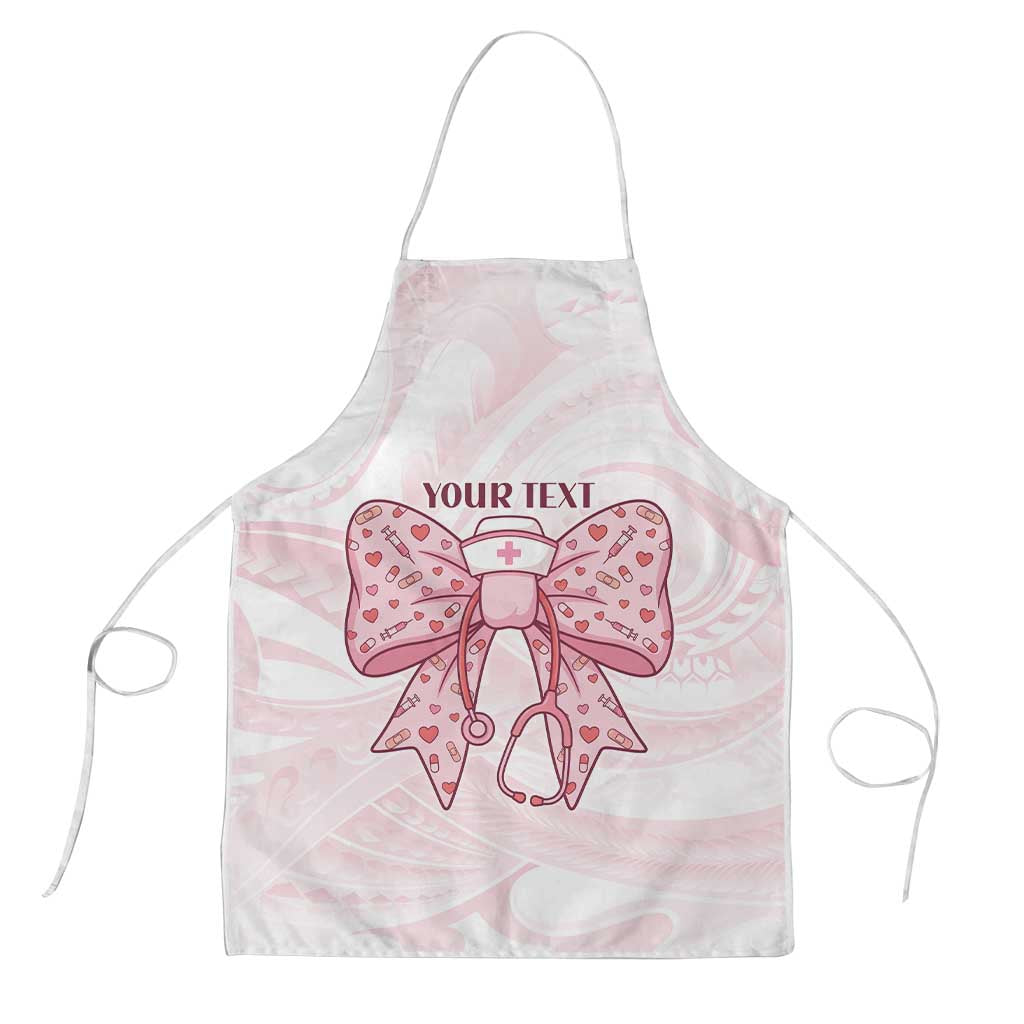 New Zealand Nurses RN Personalised Apron Pink Stethoscope Coquette Bow Maori Motif
