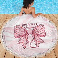 New Zealand Nurses RN Personalised Beach Blanket Pink Stethoscope Coquette Bow Maori Motif