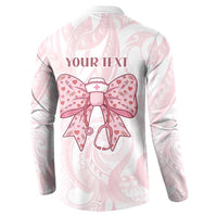 New Zealand Nurses RN Personalised Button Sweatshirt Pink Stethoscope Coquette Bow Maori Motif