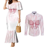 New Zealand Nurses RN Personalised Couples Matching Mermaid Dress and Long Sleeve Button Shirt Pink Stethoscope Coquette Bow Maori Motif