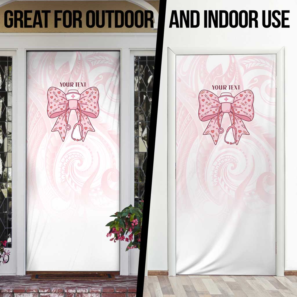 New Zealand Nurses RN Personalised Door Cover Pink Stethoscope Coquette Bow Maori Motif