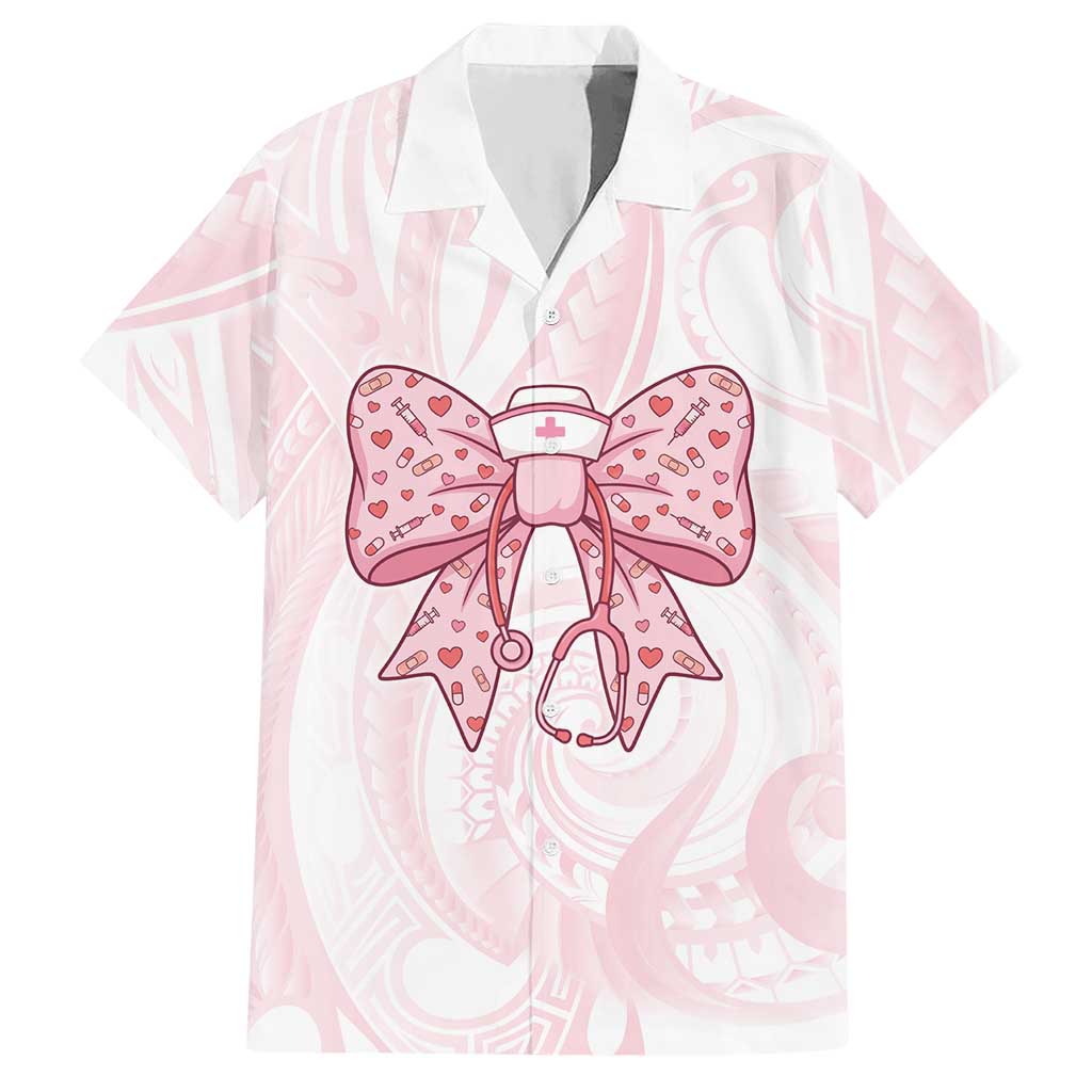 New Zealand Nurses RN Personalised Hawaiian Shirt Pink Stethoscope Coquette Bow Maori Motif