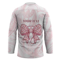 New Zealand Nurses RN Personalised Hockey Jersey Pink Stethoscope Coquette Bow Maori Motif