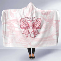 New Zealand Nurses RN Personalised Hooded Blanket Pink Stethoscope Coquette Bow Maori Motif