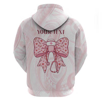 New Zealand Nurses RN Personalised Hoodie Pink Stethoscope Coquette Bow Maori Motif