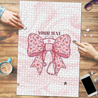New Zealand Nurses RN Personalised Puzzle Pink Stethoscope Coquette Bow Maori Motif LT9 Pink - Polynesian Pride