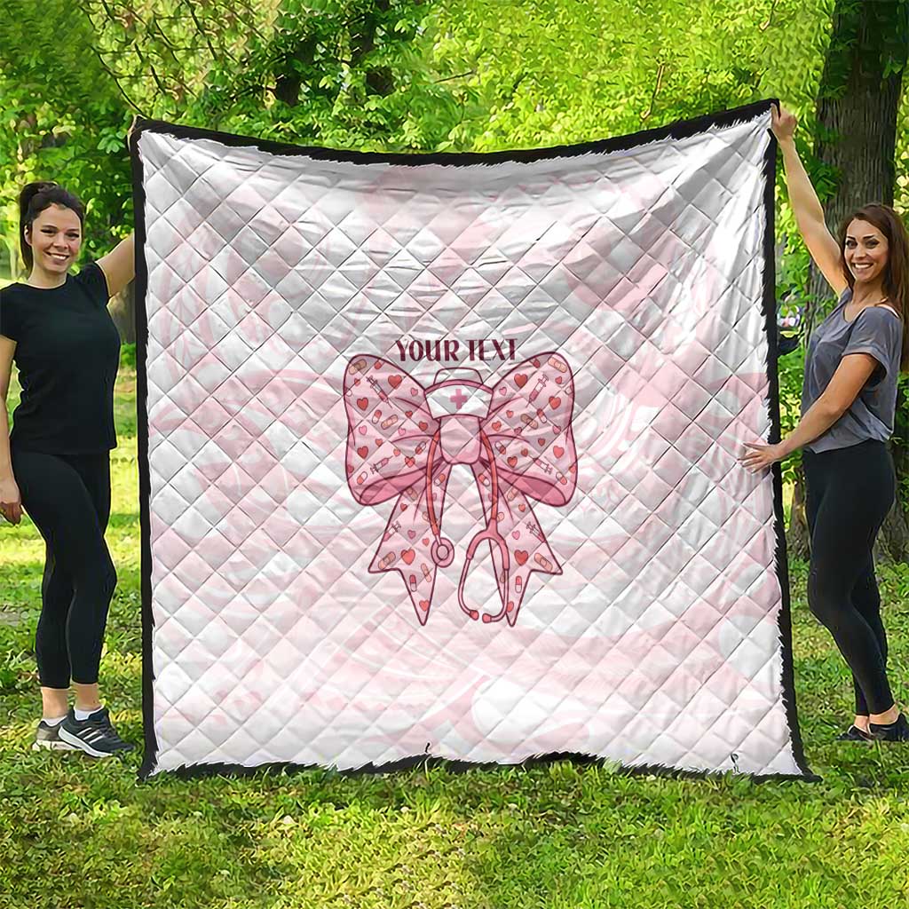 New Zealand Nurses RN Personalised Quilt Pink Stethoscope Coquette Bow Maori Motif