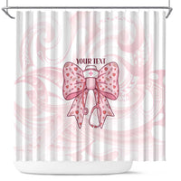New Zealand Nurses RN Personalised Shower Curtain Pink Stethoscope Coquette Bow Maori Motif