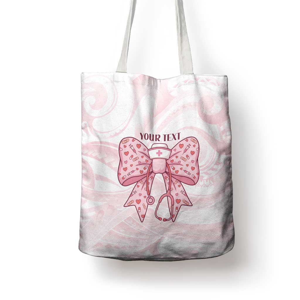New Zealand Nurses RN Personalised Tote Bag Pink Stethoscope Coquette Bow Maori Motif LT9 - Polynesian Pride