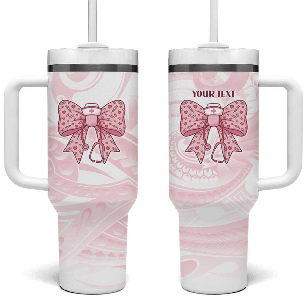 New Zealand Nurses RN Personalised Tumbler With Handle Pink Stethoscope Coquette Bow Maori Motif