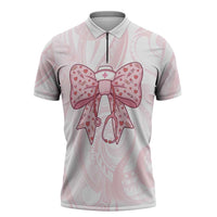 New Zealand Nurses RN Personalised Zipper Polo Shirt Pink Stethoscope Coquette Bow Maori Motif