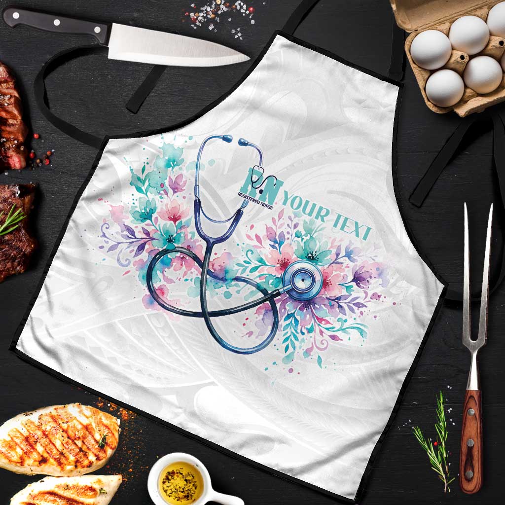 New Zealand Nurses RN Personalised Apron Stethoscope Floral Maori Motif