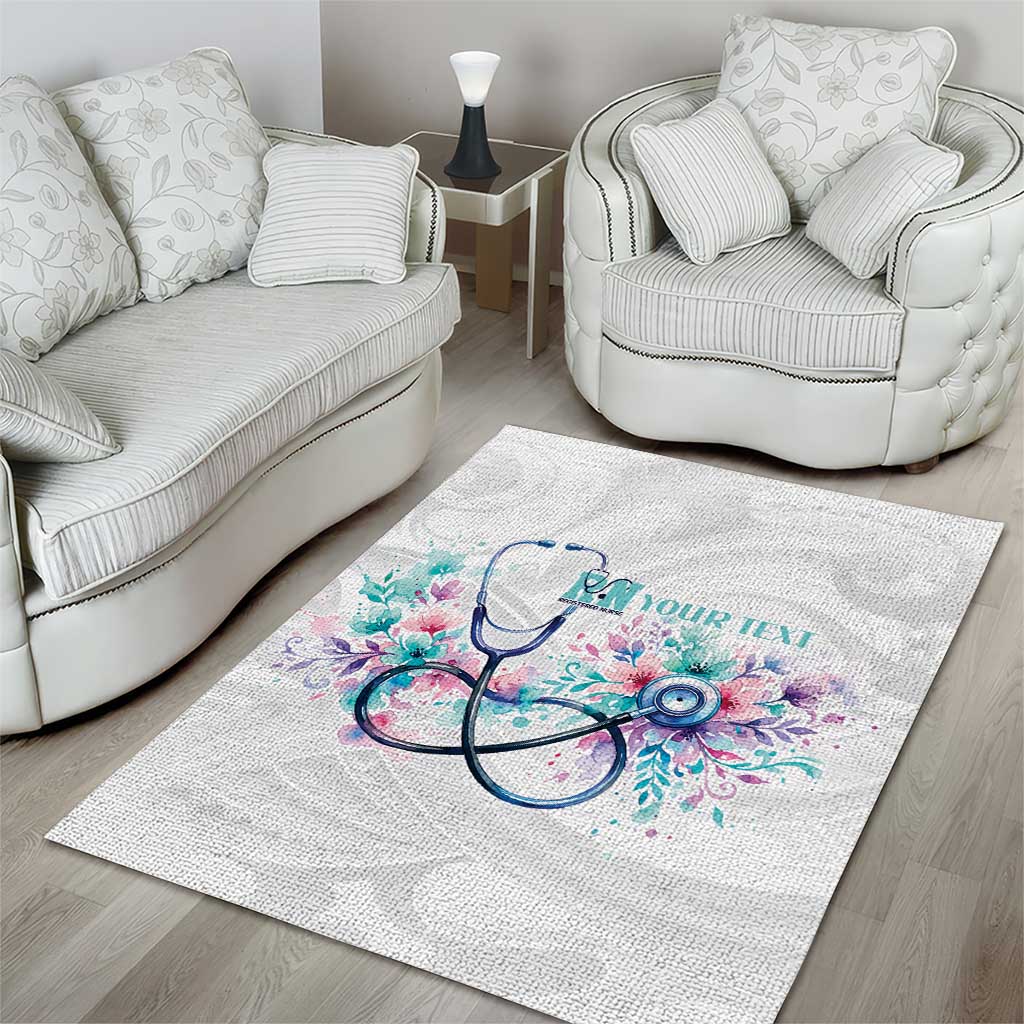 New Zealand Nurses RN Personalised Area Rug Stethoscope Floral Maori Motif