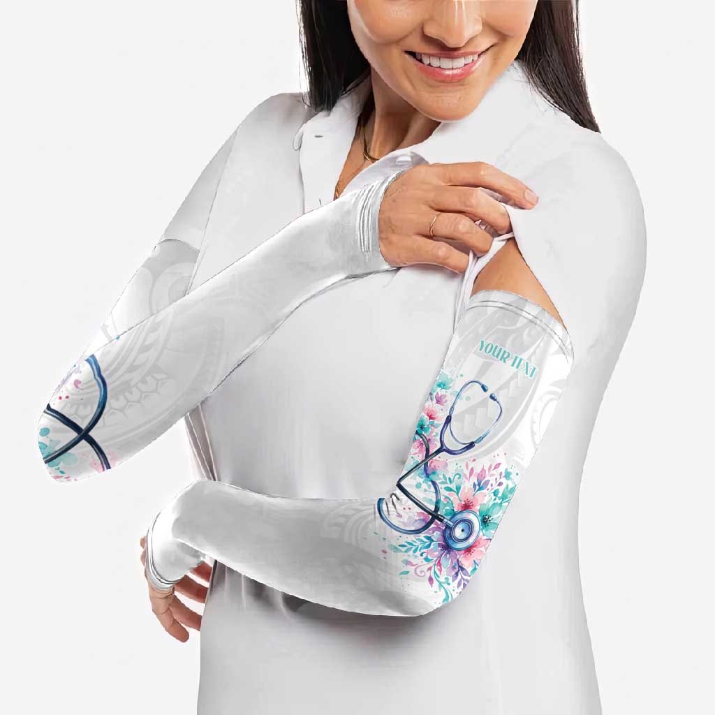 New Zealand Nurses RN Personalised Arm Sleeves Stethoscope Floral Maori Motif LT9 - Polynesian Pride