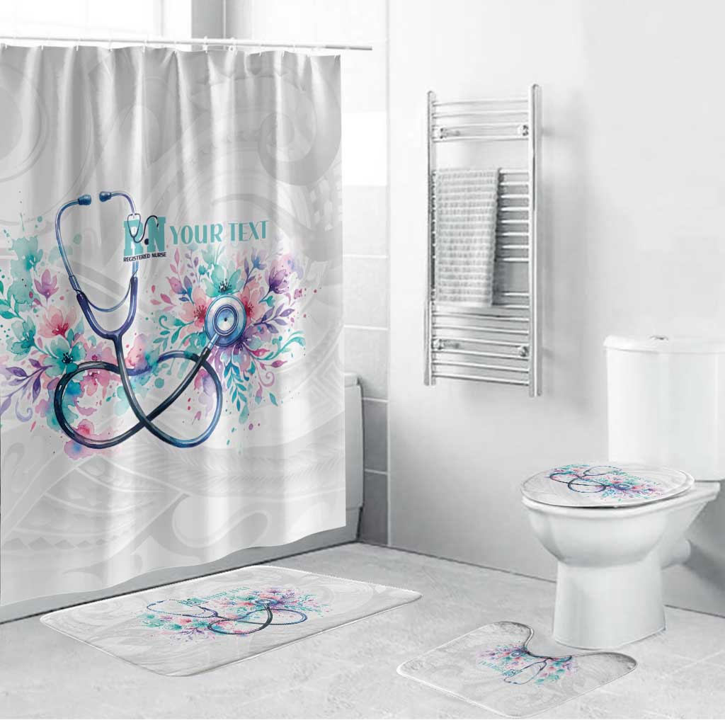 New Zealand Nurses RN Personalised Bathroom Set Stethoscope Floral Maori Motif