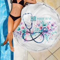 New Zealand Nurses RN Personalised Beach Blanket Stethoscope Floral Maori Motif