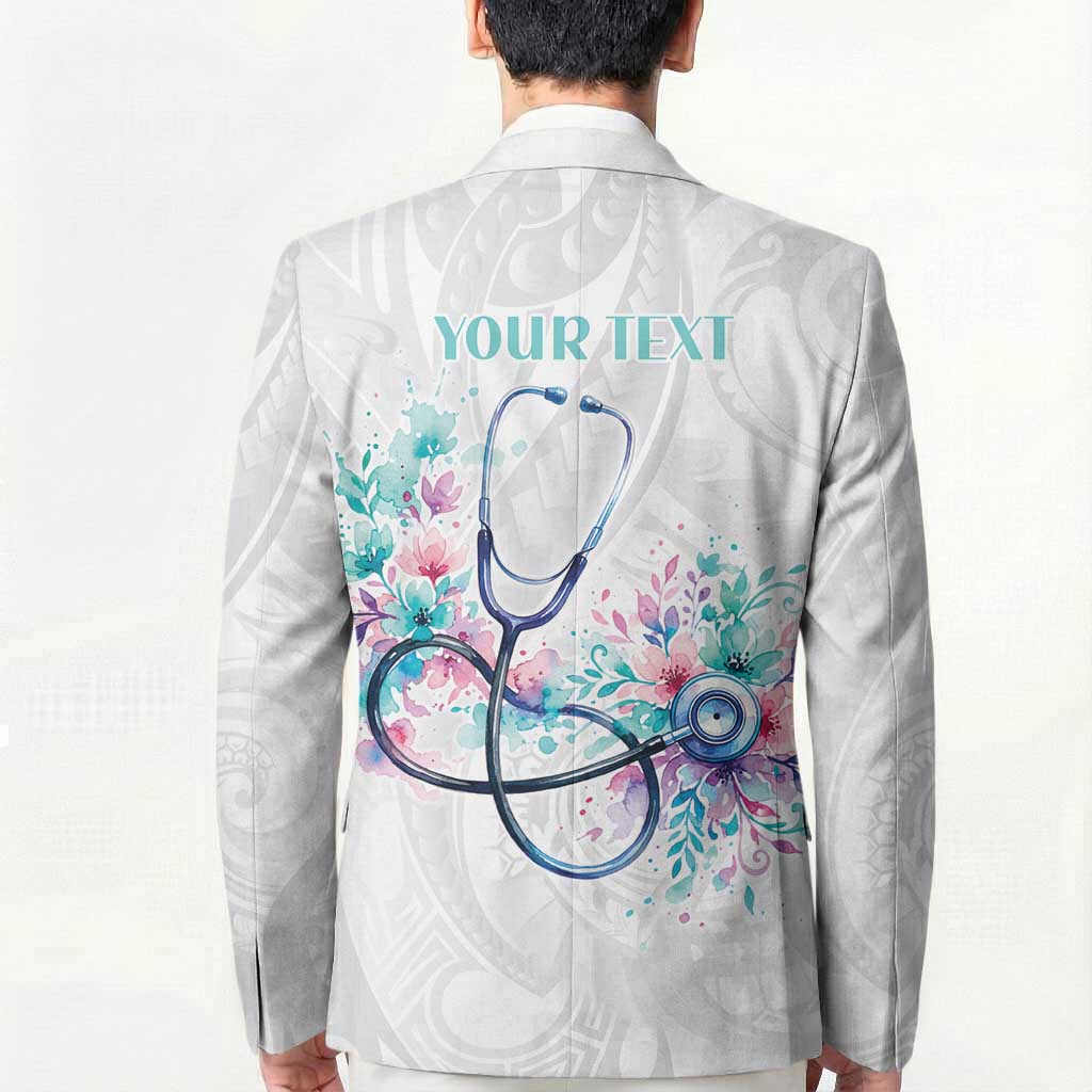 New Zealand Nurses RN Personalised Blazer Stethoscope Floral Maori Motif