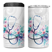 New Zealand Nurses RN Personalised 4 in 1 Can Cooler Tumbler Stethoscope Floral Maori Motif