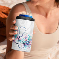 New Zealand Nurses RN Personalised 4 in 1 Can Cooler Tumbler Stethoscope Floral Maori Motif
