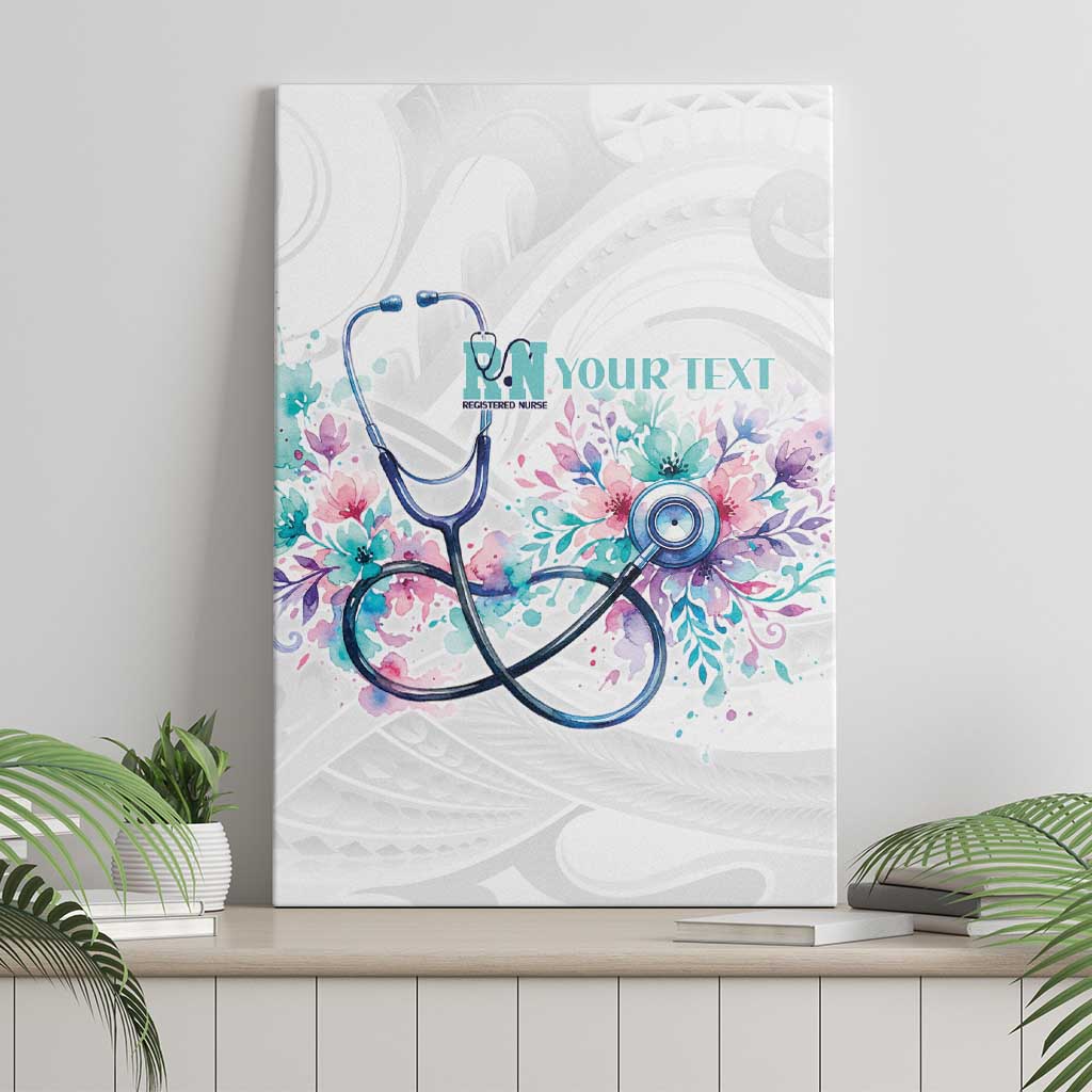 New Zealand Nurses RN Personalised Canvas Wall Art Stethoscope Floral Maori Motif LT9 - Polynesian Pride