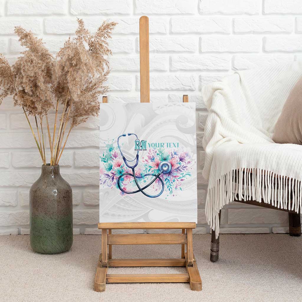 New Zealand Nurses RN Personalised Canvas Wall Art Stethoscope Floral Maori Motif LT9 - Polynesian Pride