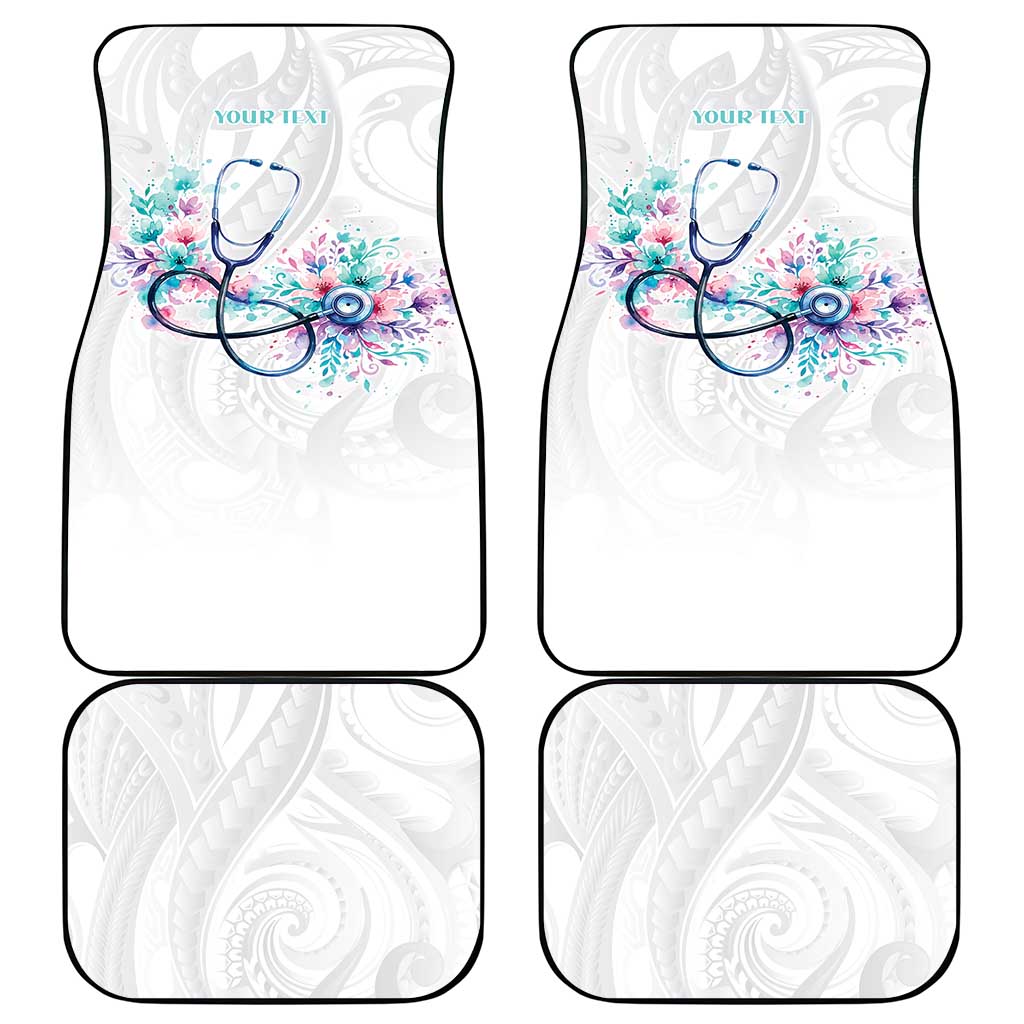 New Zealand Nurses RN Personalised Car Mats Stethoscope Floral Maori Motif