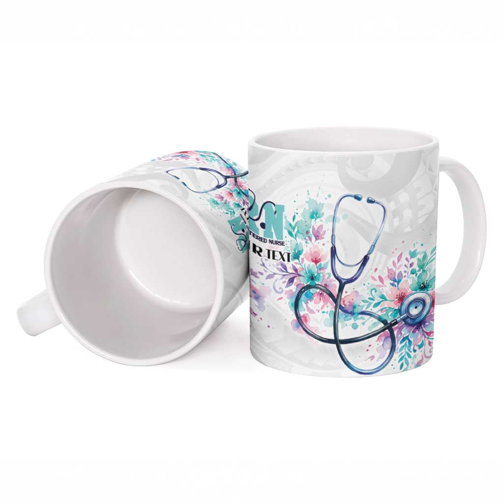New Zealand Nurses RN Personalised Ceramic Mug Stethoscope Floral Maori Motif LT9 - Polynesian Pride