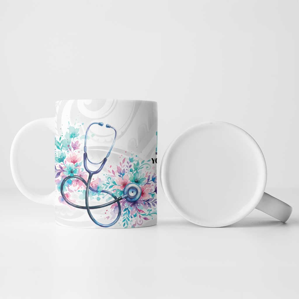 New Zealand Nurses RN Personalised Ceramic Mug Stethoscope Floral Maori Motif LT9 - Polynesian Pride