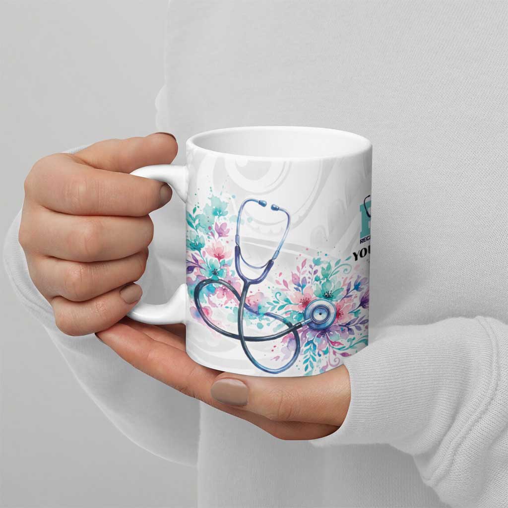 New Zealand Nurses RN Personalised Ceramic Mug Stethoscope Floral Maori Motif LT9 - Polynesian Pride