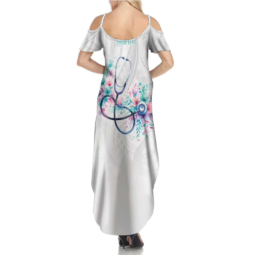 New Zealand Nurses RN Personalised Family Matching Summer Maxi Dress and Hawaiian Shirt Stethoscope Floral Maori Motif LT9 - Polynesian Pride