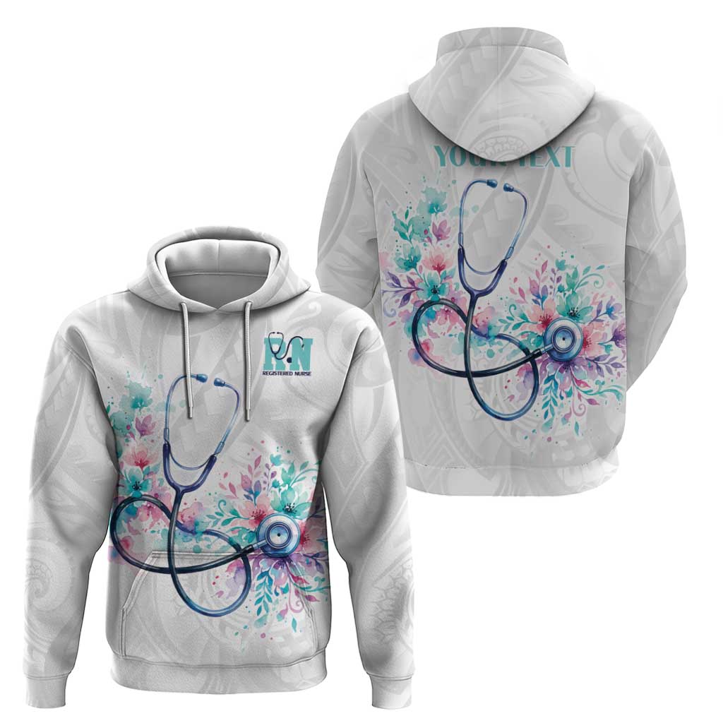 New Zealand Nurses RN Personalised Hoodie Stethoscope Floral Maori Motif LT9 - Polynesian Pride