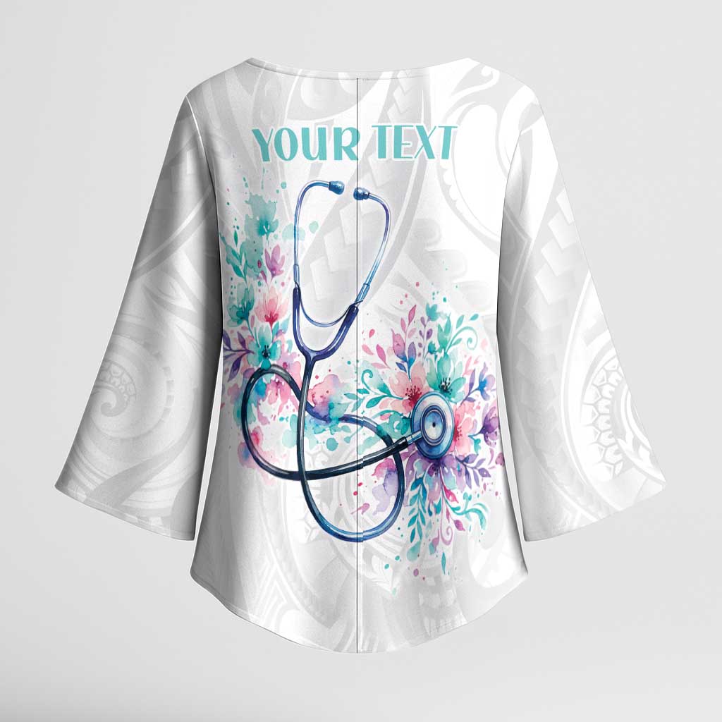 New Zealand Nurses RN Personalised Kimono Sleeve Blouse Stethoscope Floral Maori Motif LT9 - Polynesian Pride