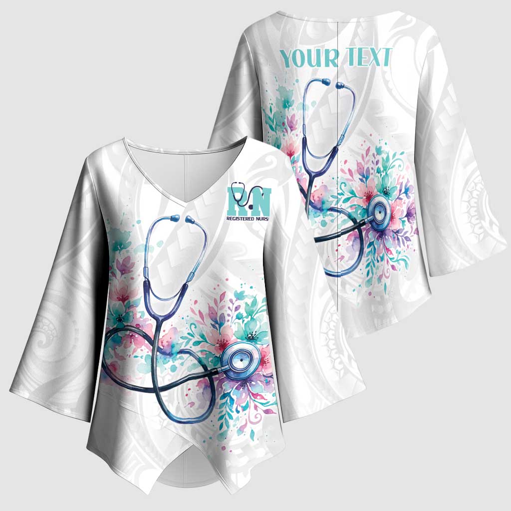 New Zealand Nurses RN Personalised Kimono Sleeve Blouse Stethoscope Floral Maori Motif LT9 - Polynesian Pride