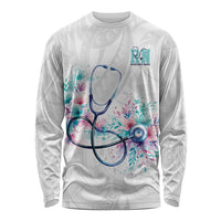 New Zealand Nurses RN Personalised Long Sleeve Shirt Stethoscope Floral Maori Motif