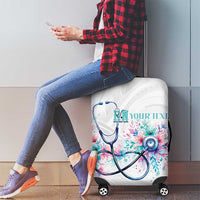 New Zealand Nurses RN Personalised Luggage Cover Stethoscope Floral Maori Motif