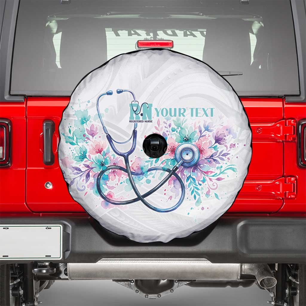 New Zealand Nurses RN Personalised Spare Tire Cover Stethoscope Floral Maori Motif