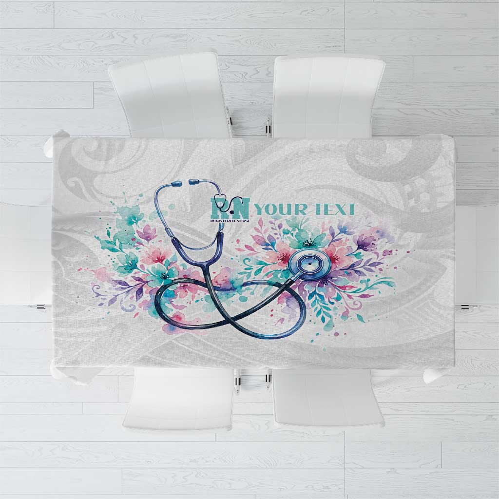 New Zealand Nurses RN Personalised Tablecloth Stethoscope Floral Maori Motif