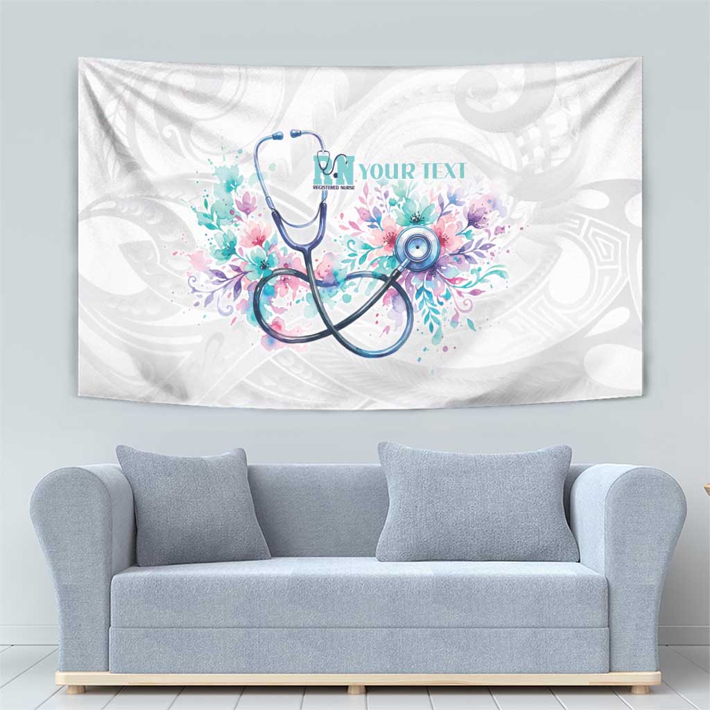 New Zealand Nurses RN Personalised Tapestry Stethoscope Floral Maori Motif
