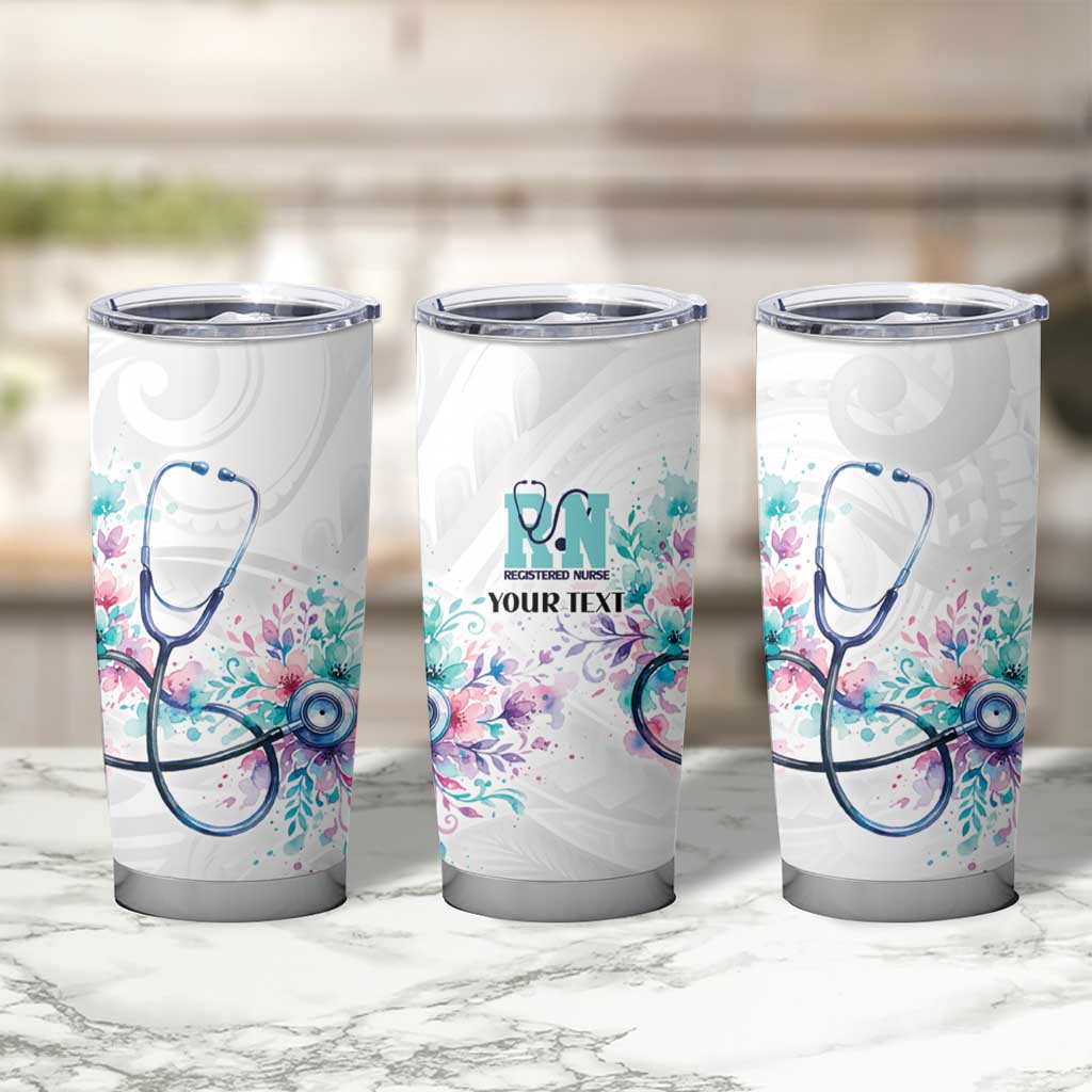 New Zealand Nurses RN Personalised Tumbler Cup Stethoscope Floral Maori Motif LT9 - Polynesian Pride