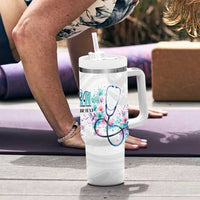New Zealand Nurses RN Personalised Tumbler With Handle Stethoscope Floral Maori Motif